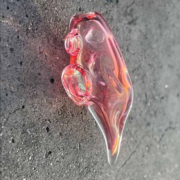 blown glass necklace pendant Hand-Blown Pink Glass Pendant Necklace